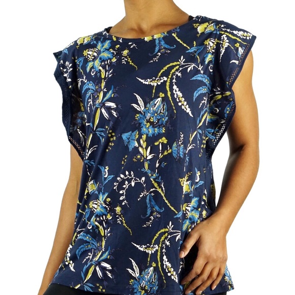 Loft Fashion Tops - LOFT | Floral Print Flutter Sleeve Blouse | NWT